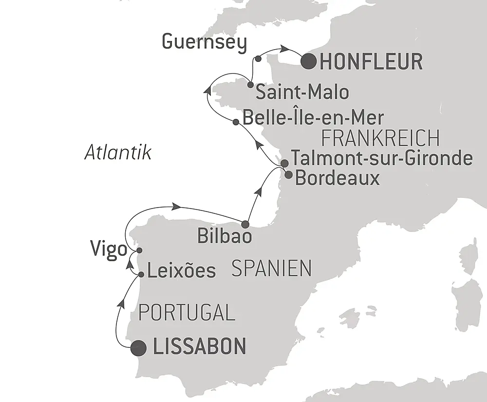 Iberische Halbinsel und befestigte Städte am Atlantik