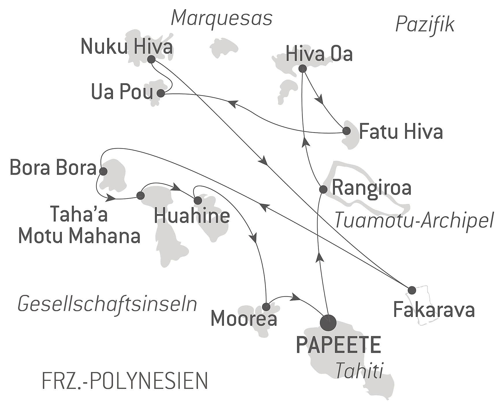 Marquesas, Tuamotu und Gesellschaftsinseln