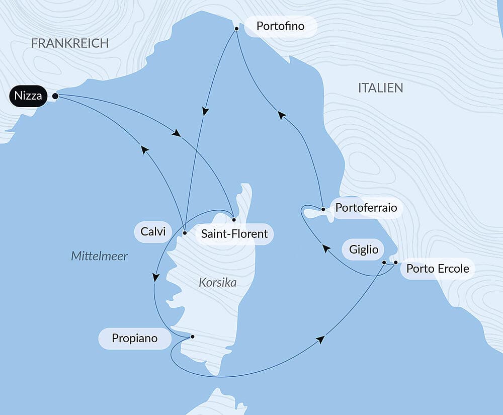 Korsika, die Insel der Schönheit, und die Küsten Italiens