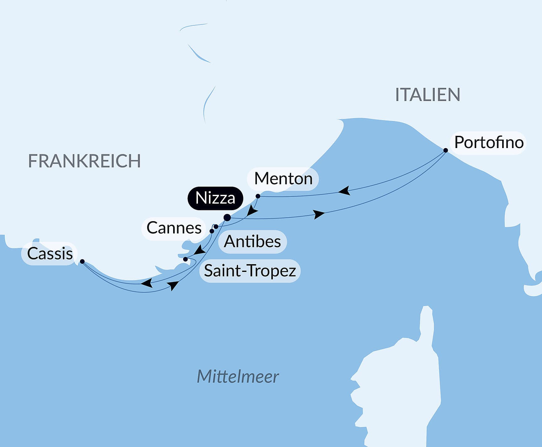 Die Côte d‘Azur unter den Segeln der Le Ponant