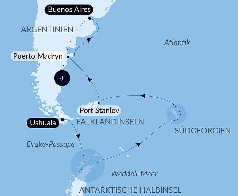 Abenteuer durch das Südpolarmeer bis zur Halbinsel Valdés