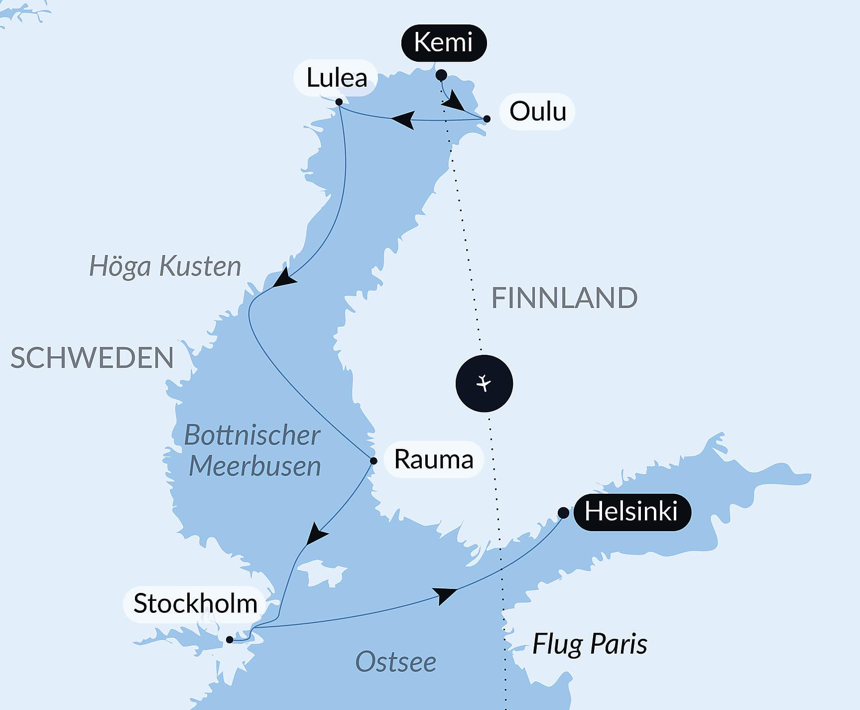Abenteuer Bottnischer Meerbusen, Kurs gen Norden