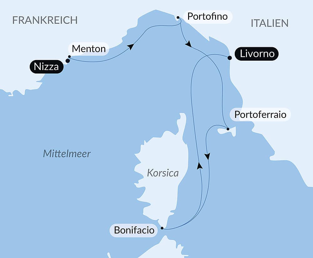 Unterwegs zwischen der Côte d’Azur, Ligurien und Korsika