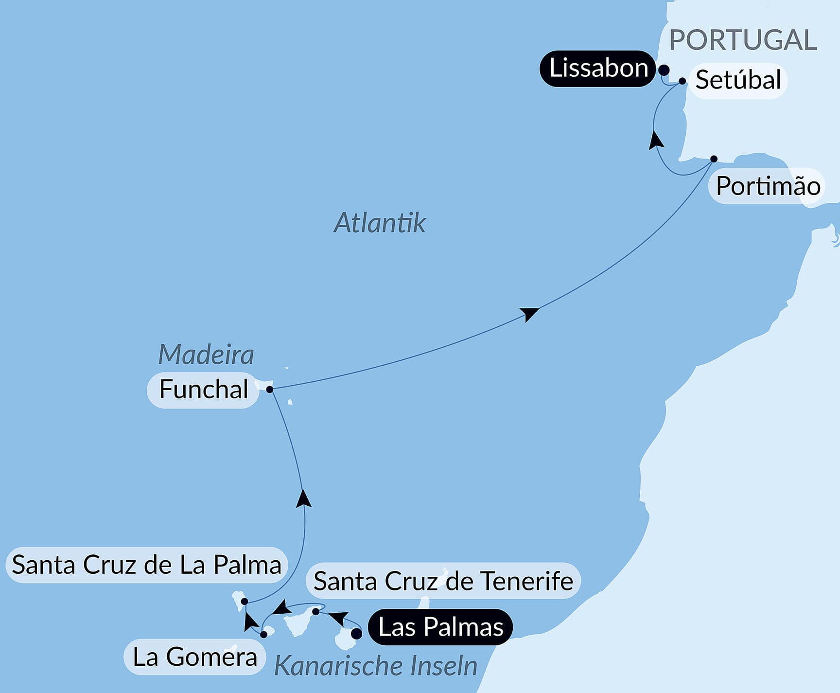 Vulkaninseln und historische Städte im Nordatlantik