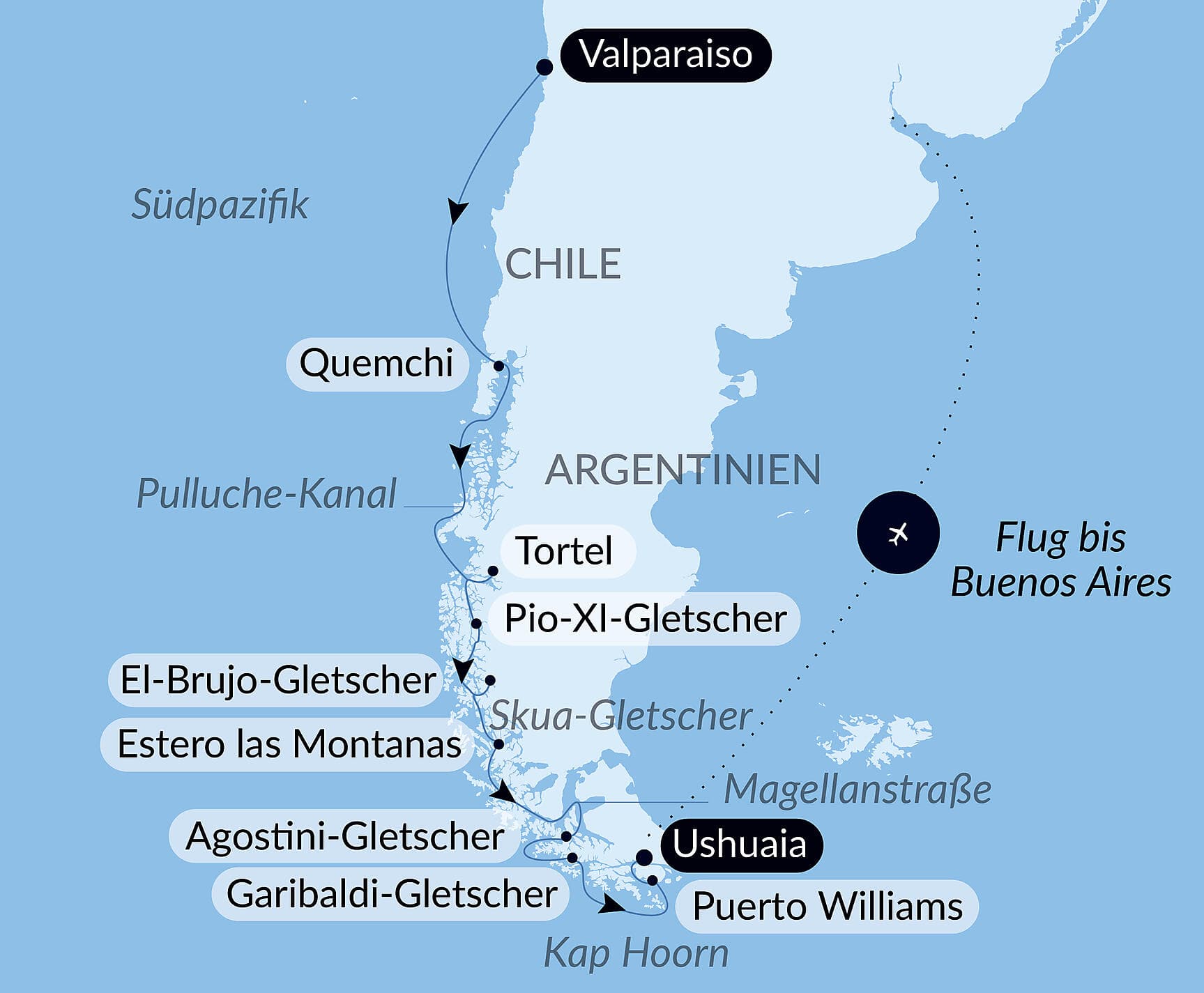 Highlights der chilenischen Fjorde