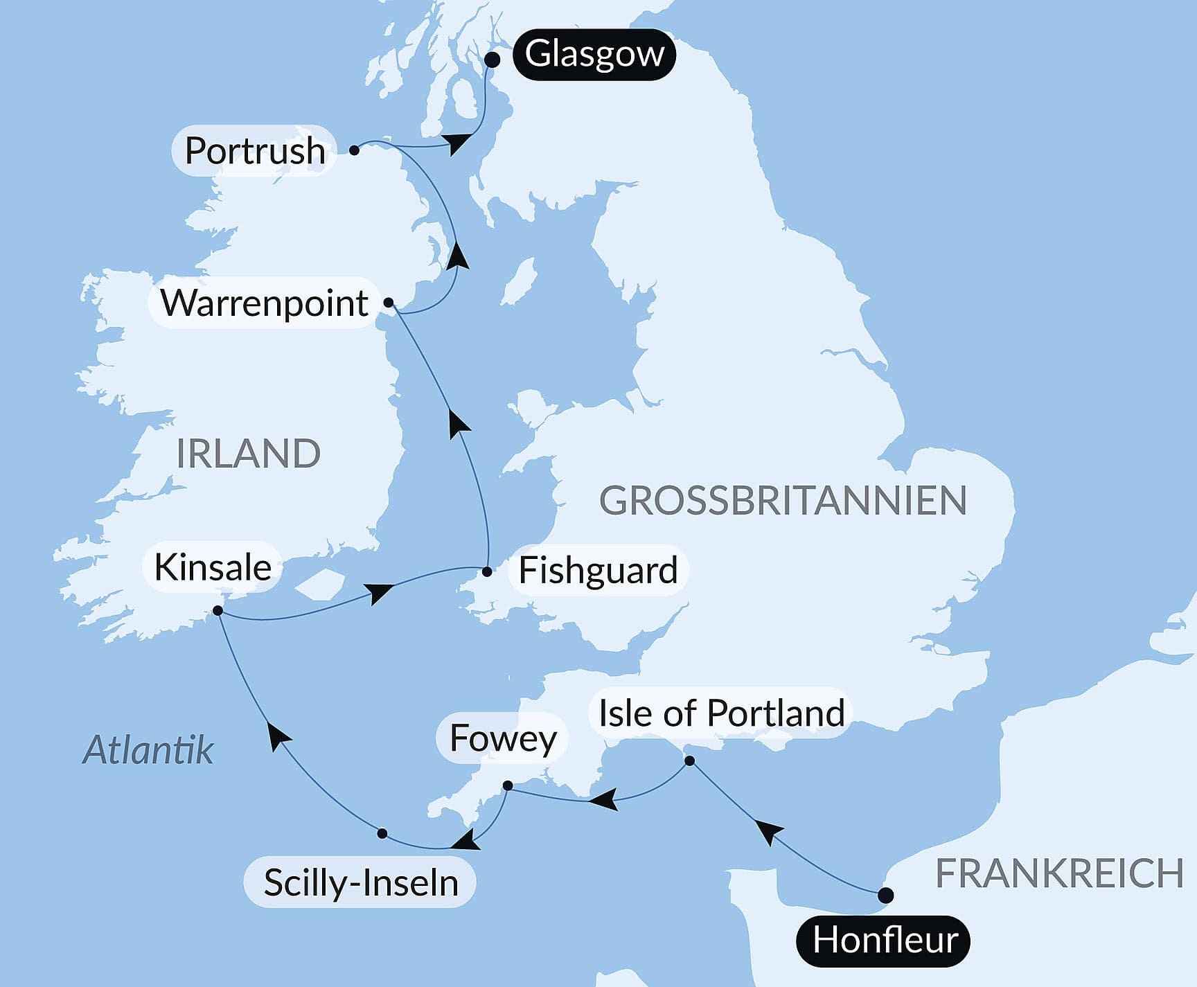 Vom Ärmelkanal bis zur Irischen See