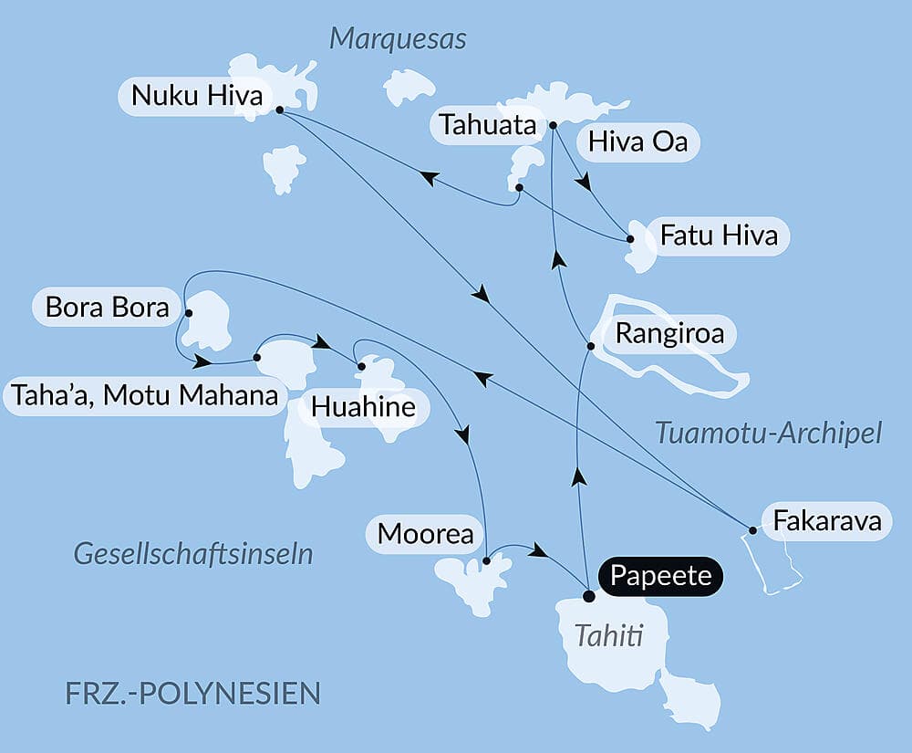 Marquesas, Tuamotu und Gesellschaftsinseln